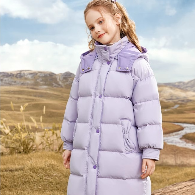 女童90白鸭绒羽绒服24冬装新款儿童中长款收腰加厚外套大童4065