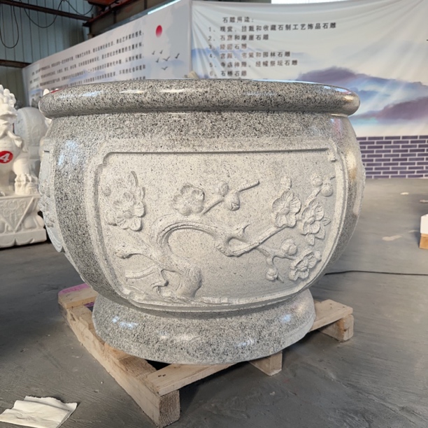 石雕鱼缸花盆门海仿古天然青石大水缸庭院荷花缸户外流水种花石缸