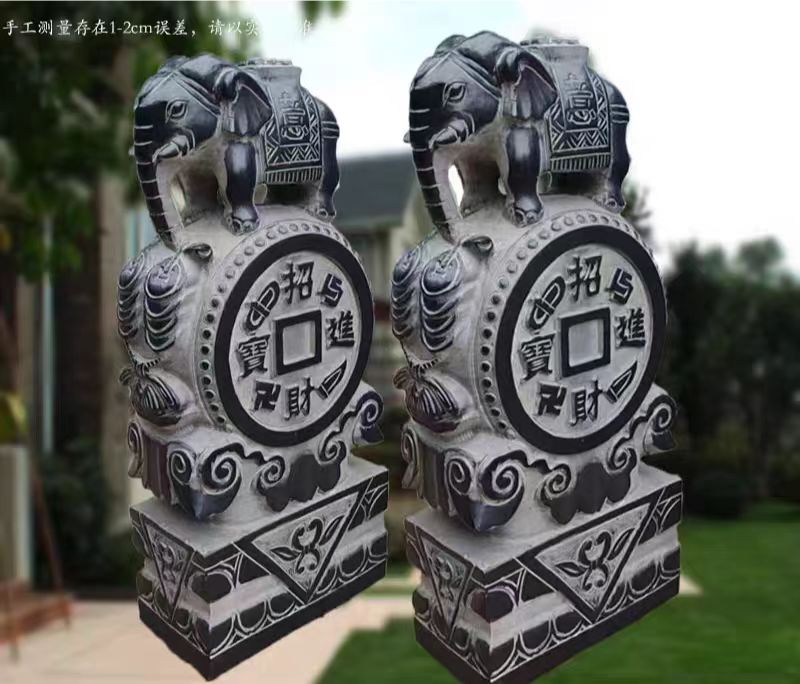 天然青石小象招财款石雕石材抱鼓石适用于摆放庭院酒店大门口摆件
