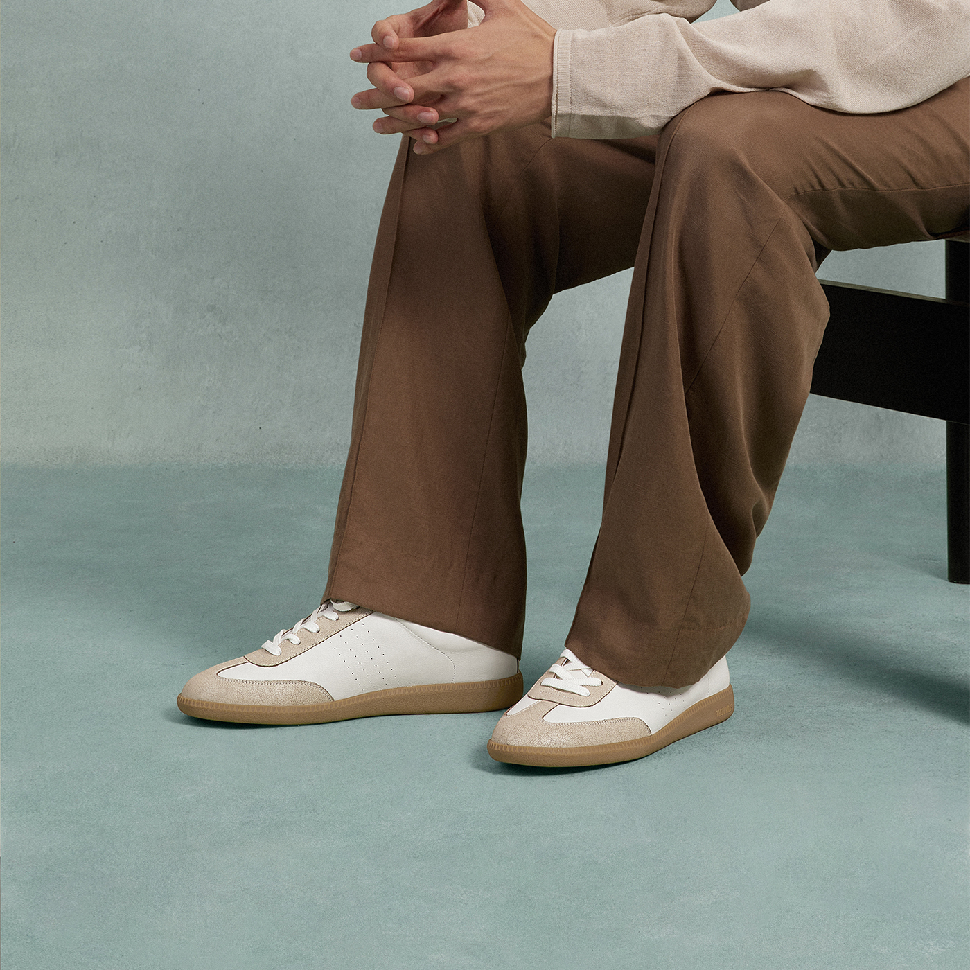 ThomWills冰裂纹德训鞋男款2024新款夏季真皮板鞋百搭小白鞋运动