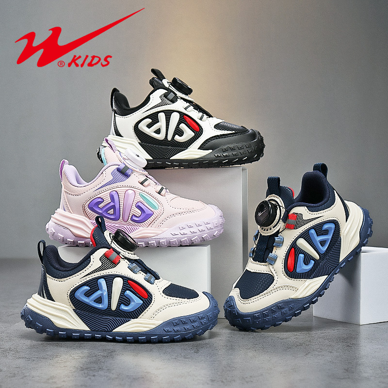 双星童鞋2025春季新款男童鞋双网透气运动鞋皮面防水女童鞋15428