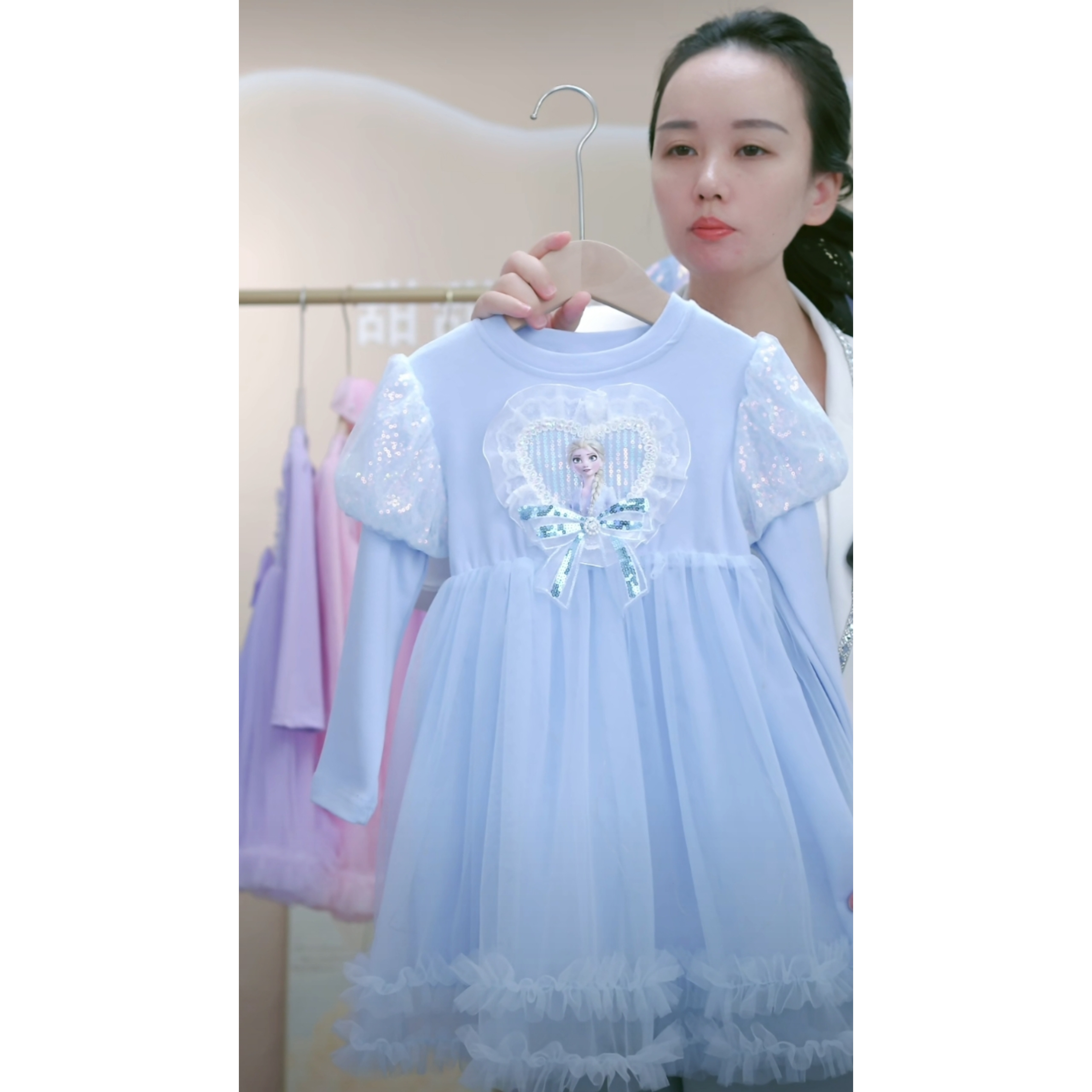 女童连衣裙长袖春季新款爱莎公主裙小公主洋气裙子春款