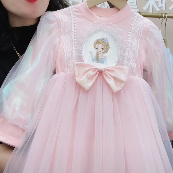 女童连衣裙长袖爱莎公主裙2024春秋款