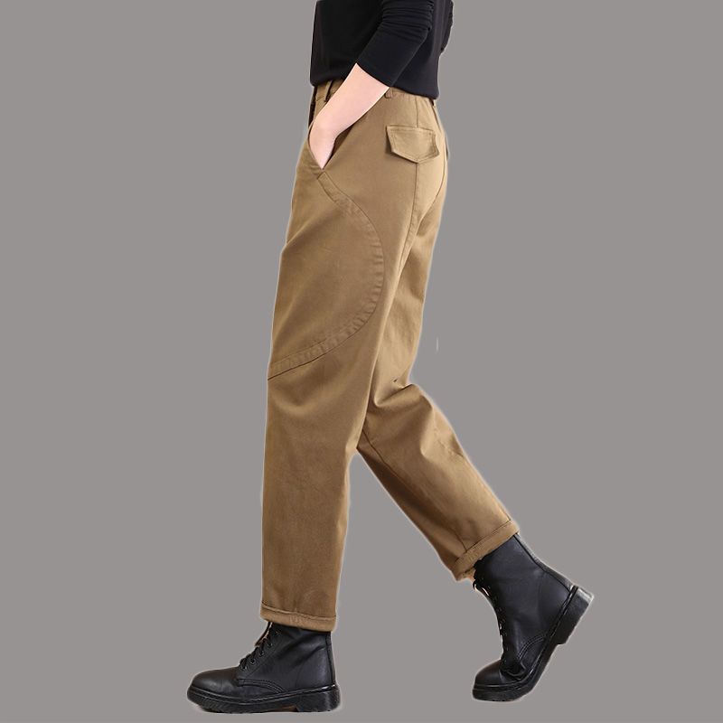 加绒高腰牛仔裤女宽松萝卜裤秋冬新款显瘦百搭哈伦裤子休闲裤女潮