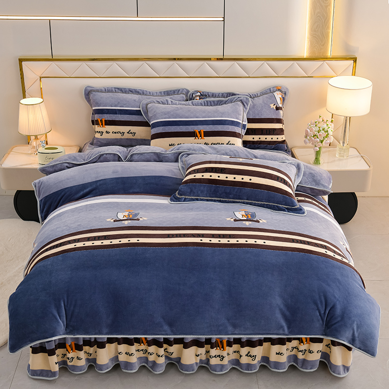 [新款活动中]秋冬加厚保暖牛奶绒四件套床上用品被套双面绒不掉毛