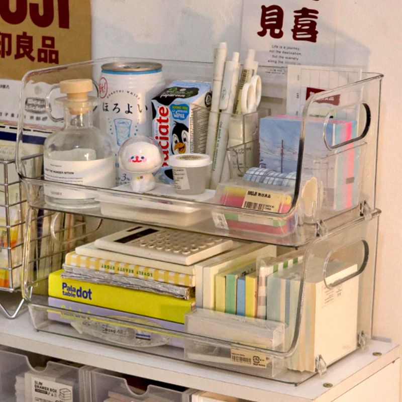 inst型透明收纳盒可叠加桌面整理盒化妆品杂物收纳筐亚克力置物架