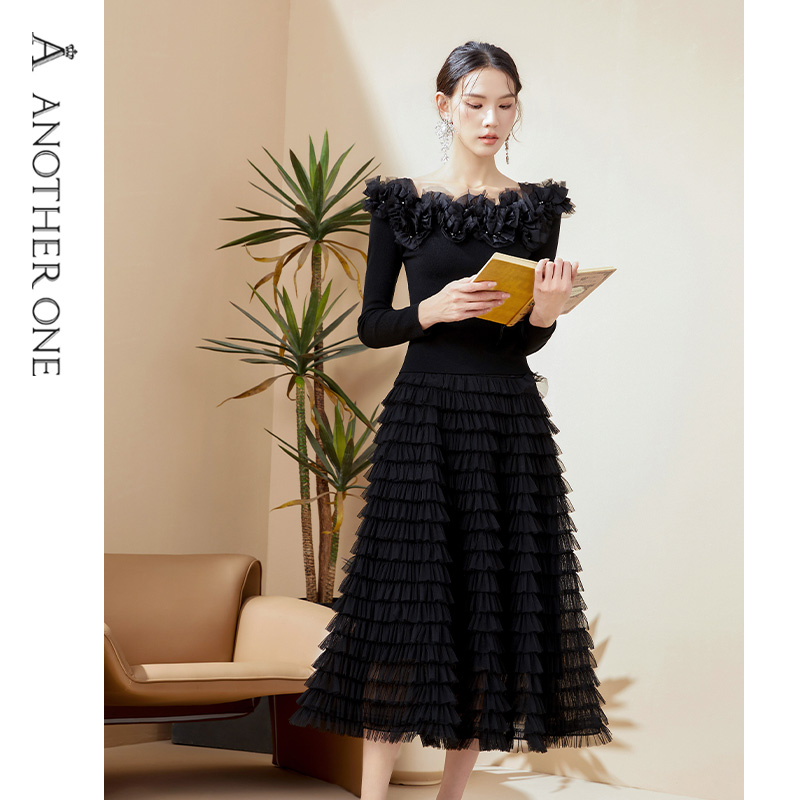 ANOTHER ONE安那迪【商场同款】法式宫廷风收腰半身时尚蛋糕裙