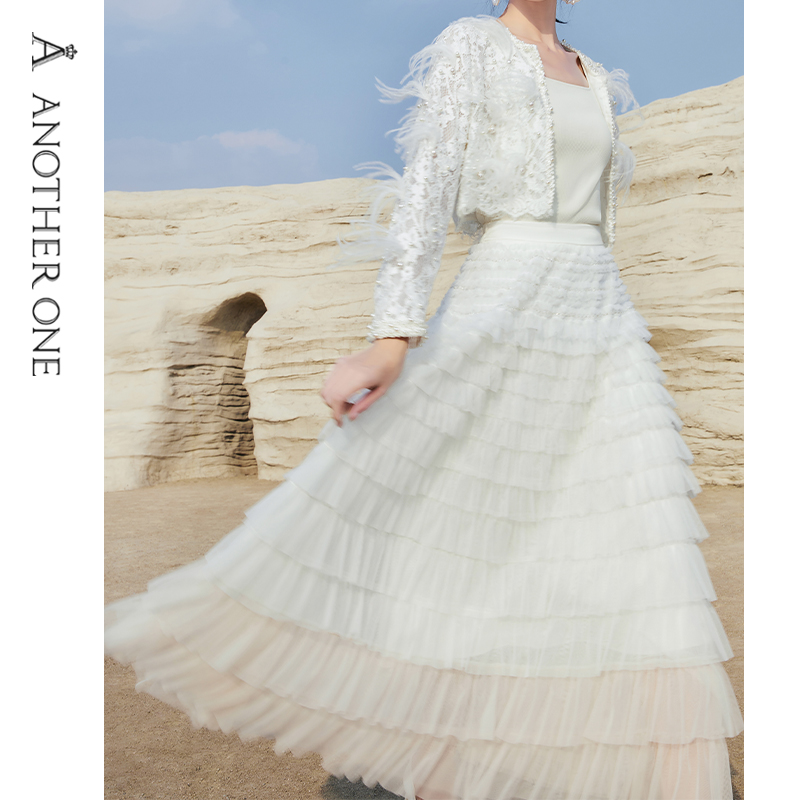 ANOTHER ONE安那迪A字裙轻奢气质百褶长裙显瘦半身裙