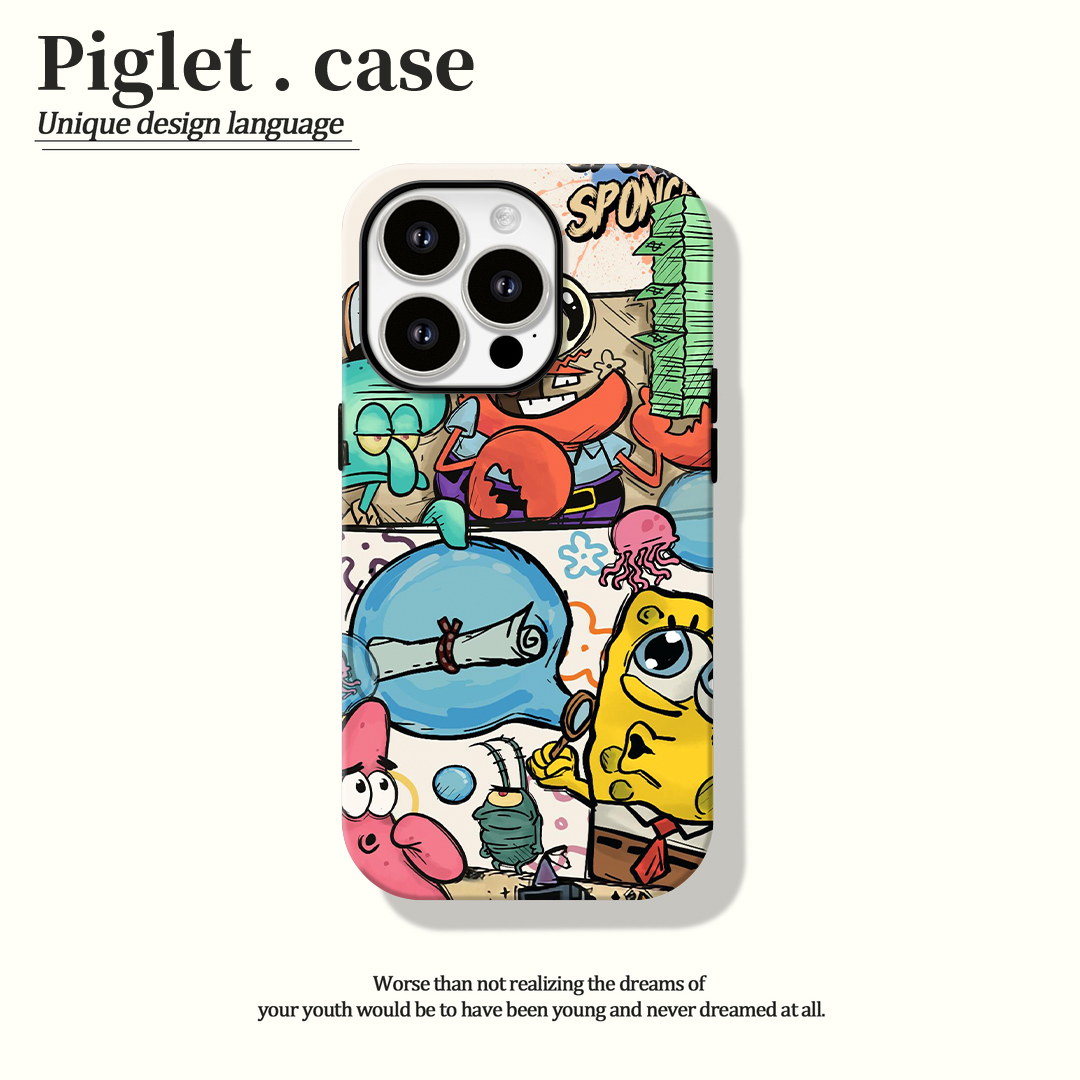 适用苹果15pro手机壳比奇堡phone14菲林壳11/12/13/x全包创意卡通