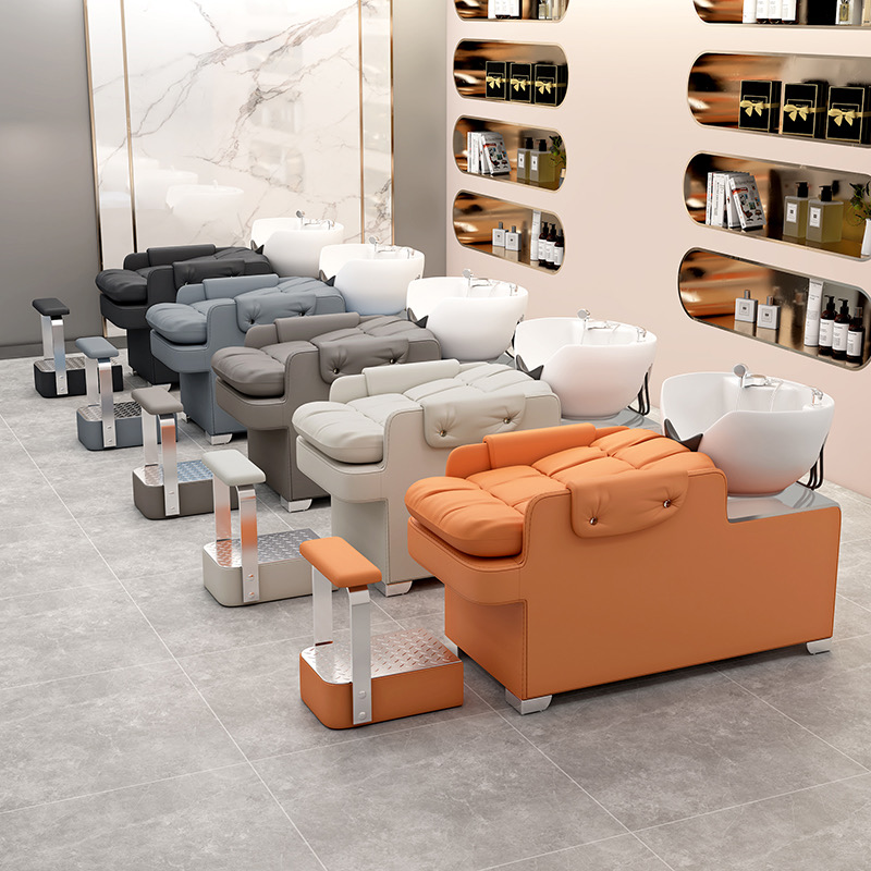 网红潮理发店半躺式高端洗头床美发店发廊陶瓷冲水床厂家直销舒适