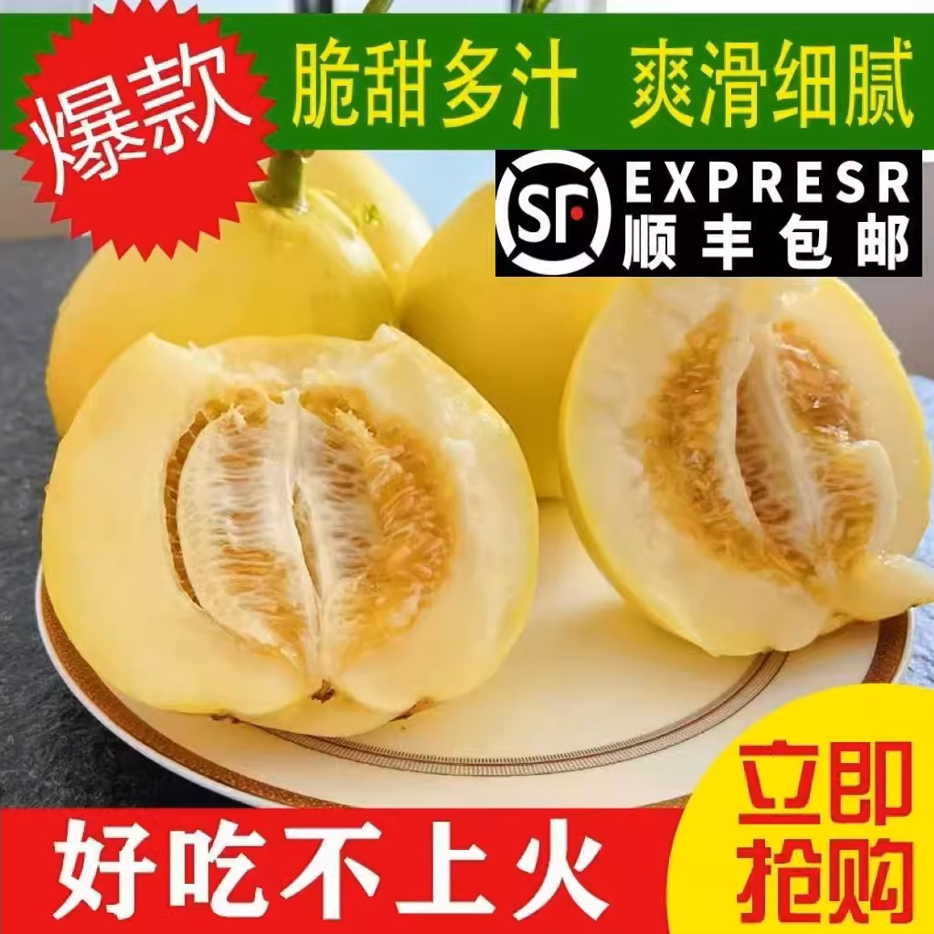 【顺丰包邮现摘现发】山东济宁藤上自然熟脆甜爽香味浓小蜜瓜3/5斤