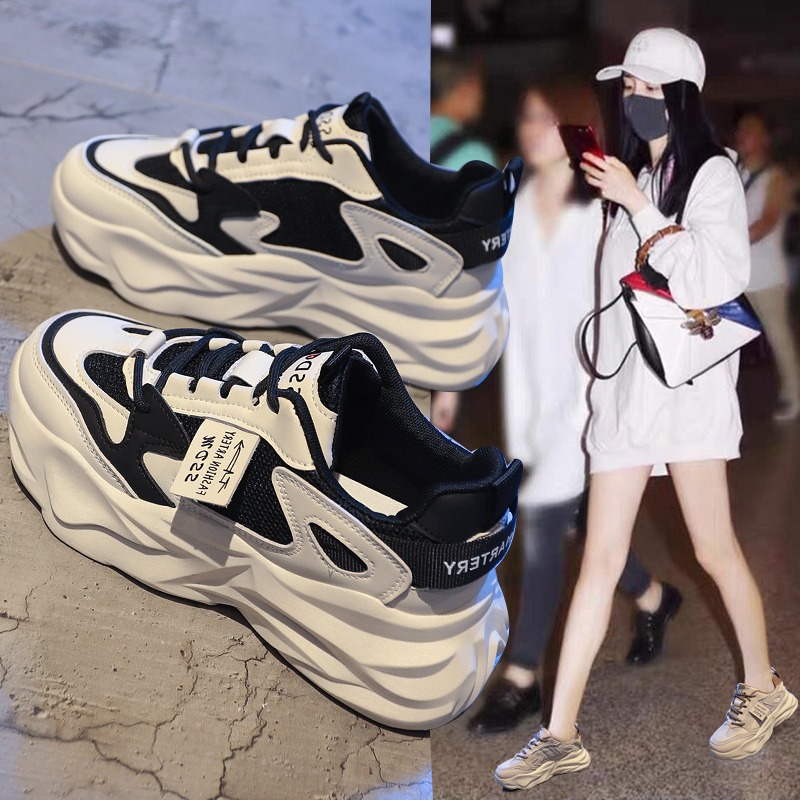 红蜻蜓牌瑞老爹鞋女2023春秋新款增高鞋子网红百搭超火休闲运动鞋