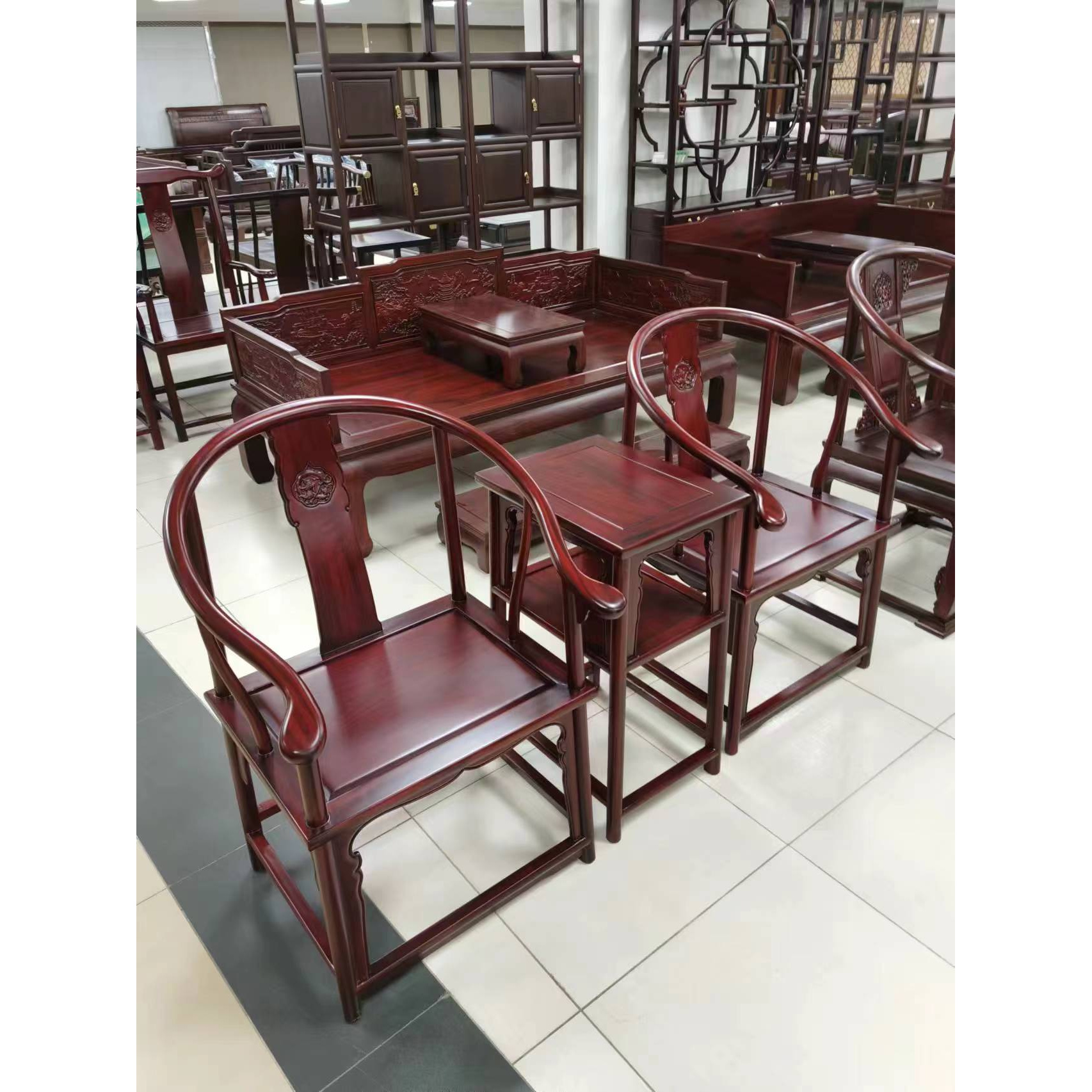 酸枝木太师椅三件套圈椅三件套明式围椅太师椅带扶手靠背座椅