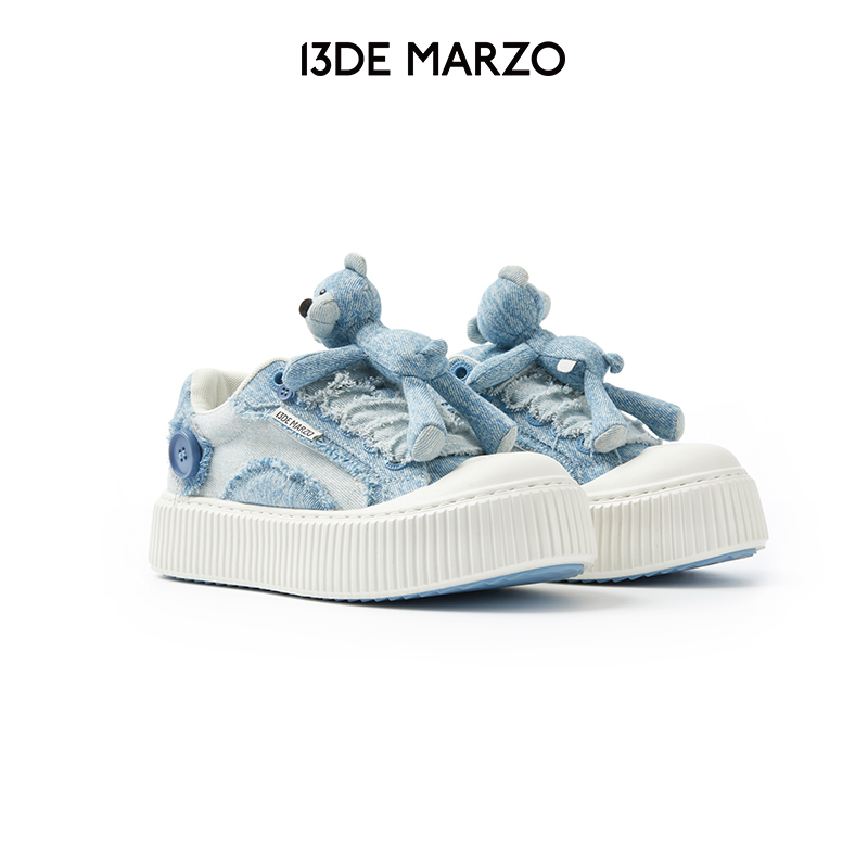 13DE MARZO女士 24秋冬新款牛仔饼干休闲鞋复古百搭拼色时尚板鞋