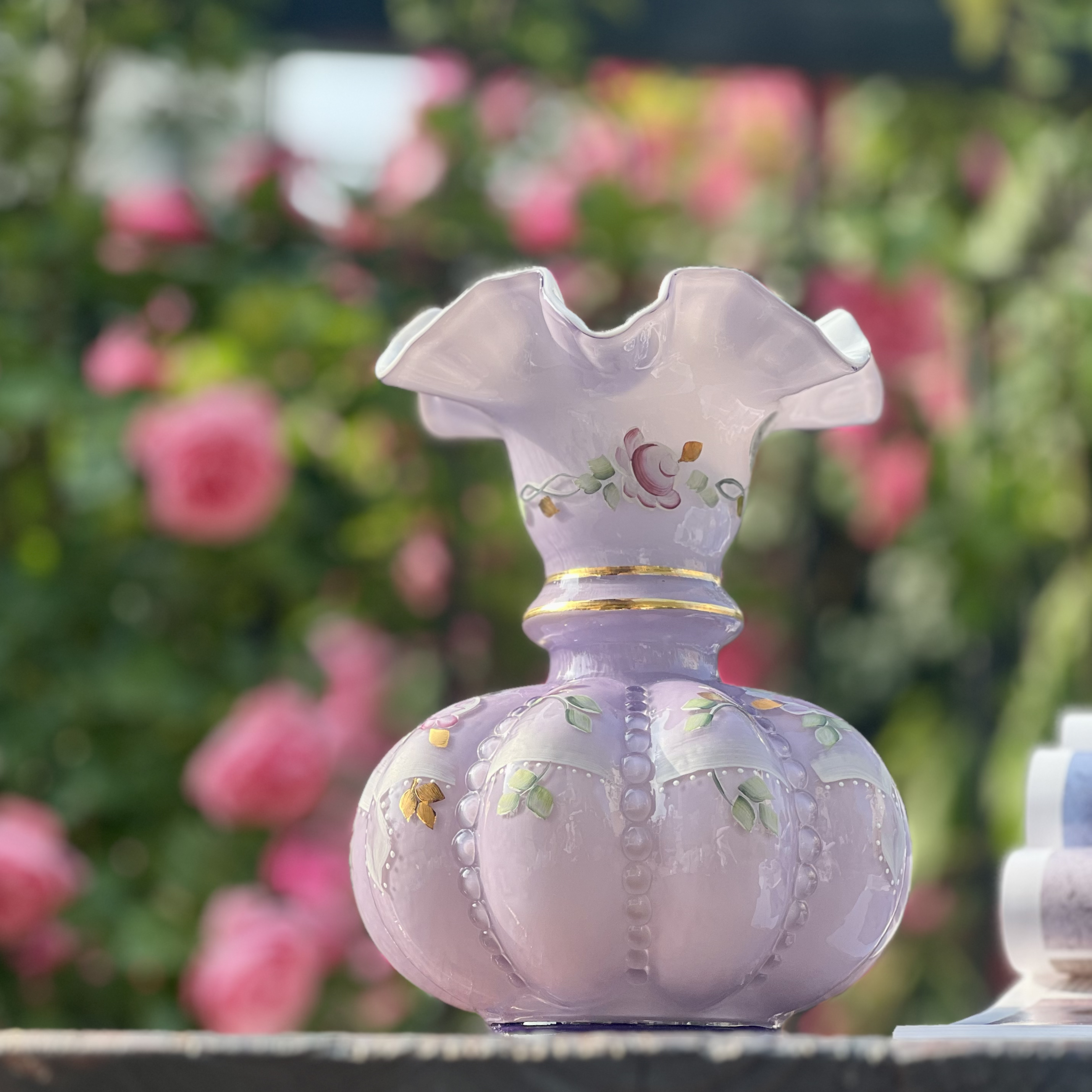 芬顿Fenton紫色瓜型描金手绘花瓶  FD6405