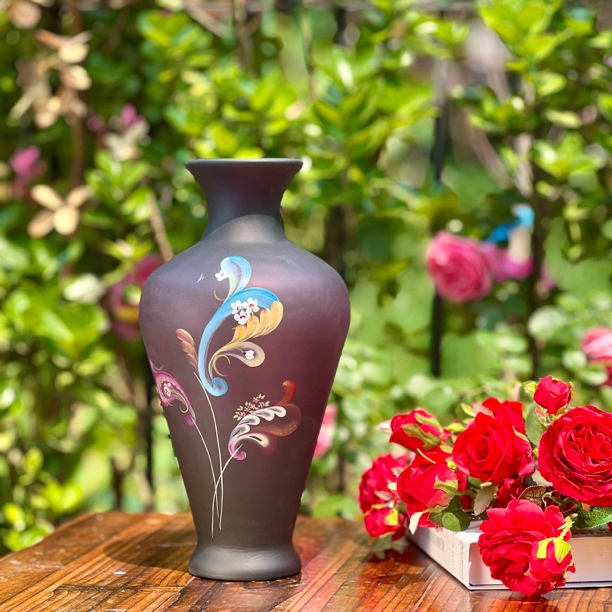 芬顿Fenton紫色手绘磨砂材质花瓶  FD6373