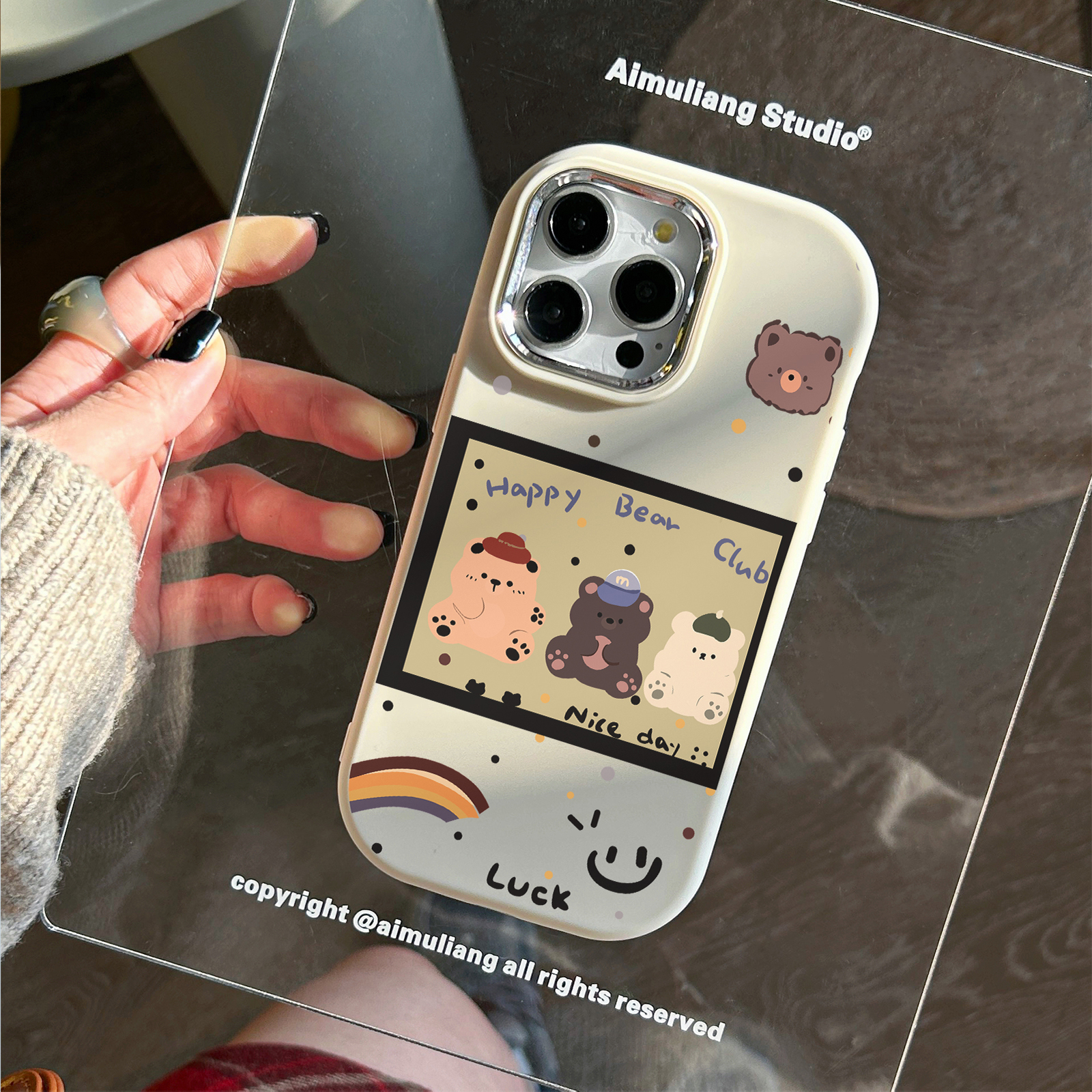 可爱小熊标签苹果15promax手机壳iPhone14新7/8plus软13/12/11/xr