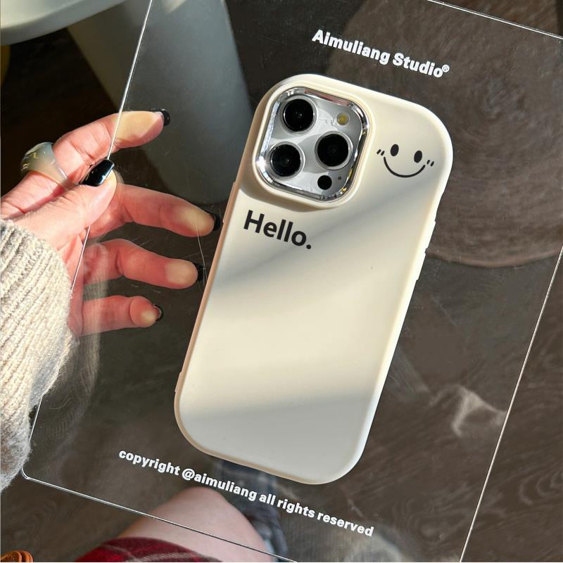 简约英文笑脸苹果15promax手机壳iPhone14新7/8plus软13/12/11/xr