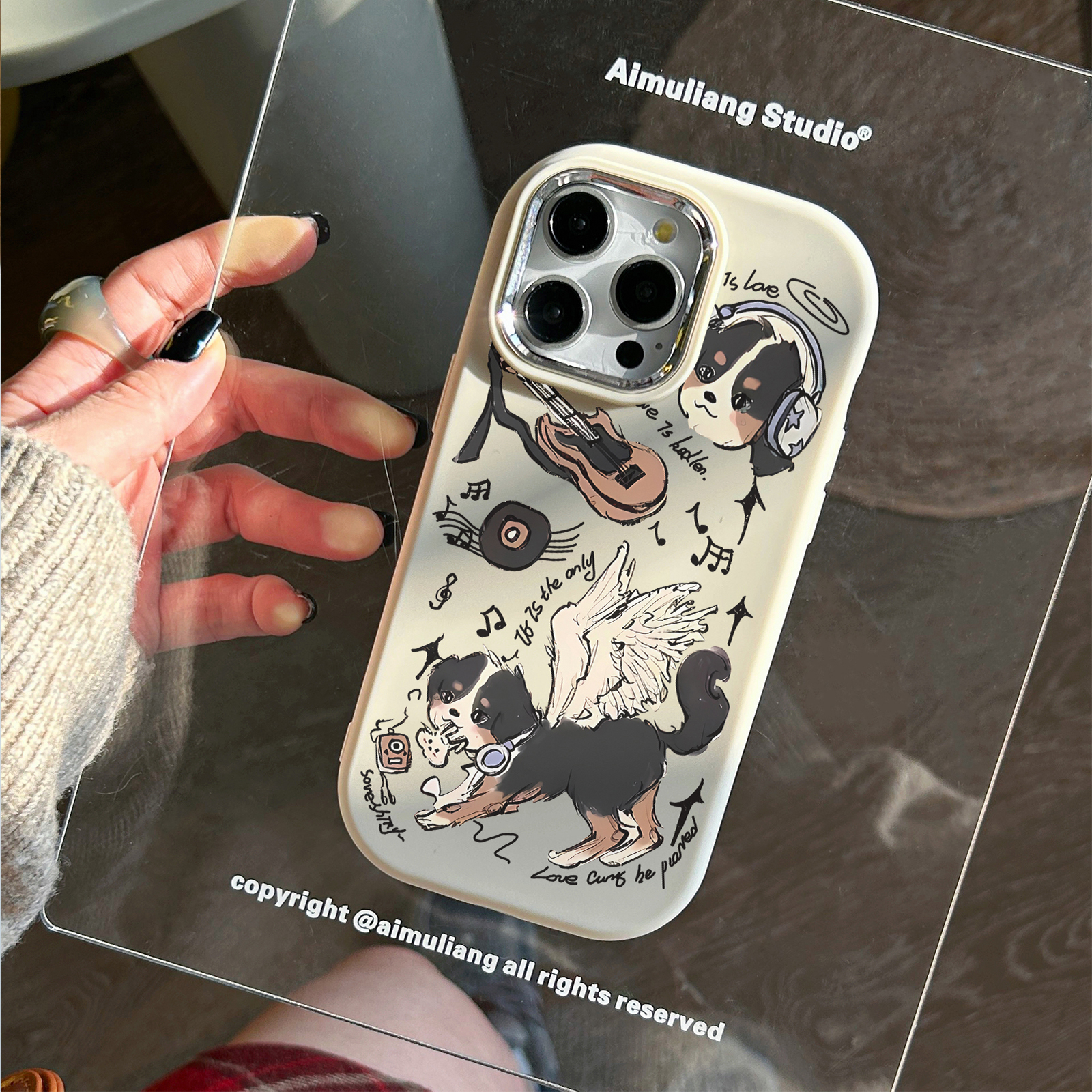 音乐天使狗狗苹果15promax手机壳iPhone14新7/8plus软13/12/11/xr