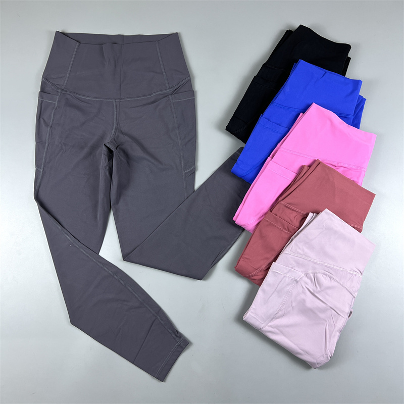 裸感磨毛高腰双侧兜九分裤女 蜜桃显臀显瘦速干透气瑜伽健身裤