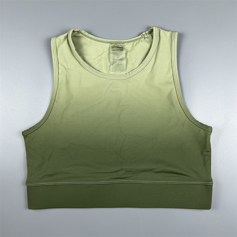 超牛ST渐变色背心女款 瑜伽健身跑步上衣内衣凹造型双层无垫