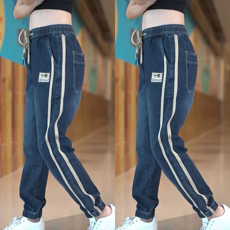 男士牛仔裤秋冬款修身哈伦锥形2023新款潮牌工装休闲束脚长裤潮流