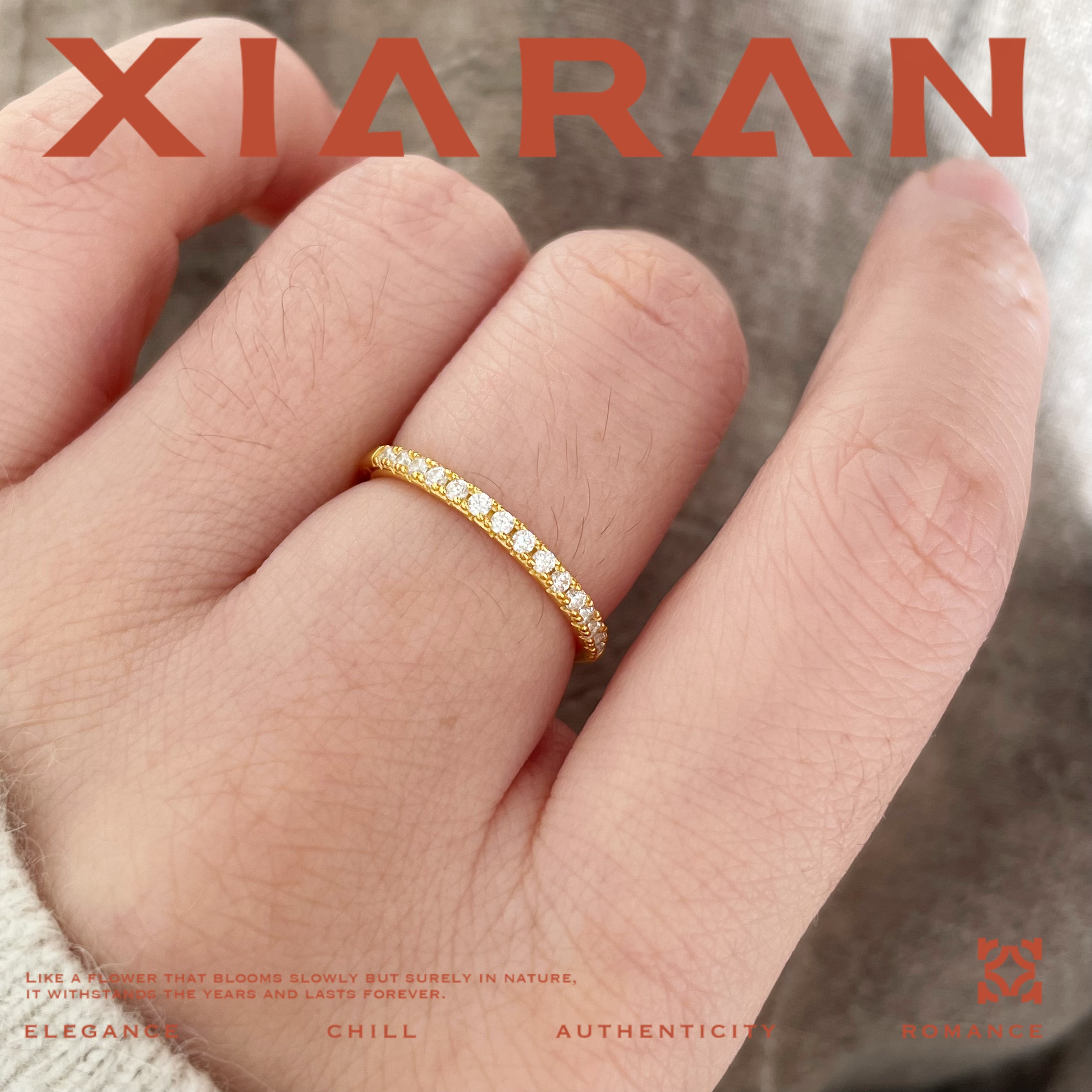 925银戒指 「排钻」时尚百搭轻奢简约精致气质素款镶嵌戒指