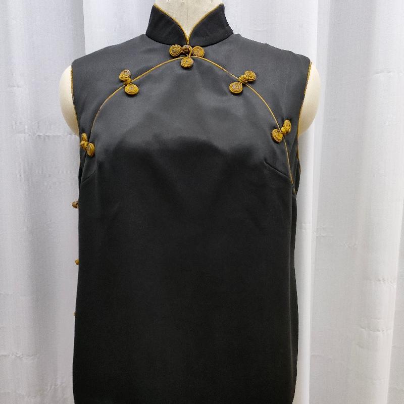 香云纱皮子中式双开襟马甲