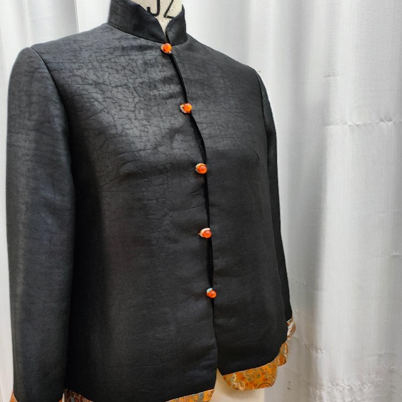 真丝龟裂纹羊绒棉袄