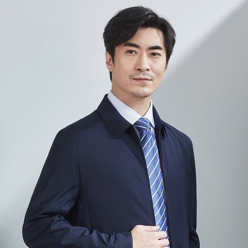 红都夹克高领男春秋装新款商务办公中年男士夹克2056