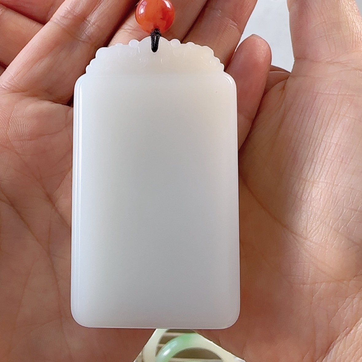 【闪购商品】和田玉新疆黑山料无事牌挂件未镶嵌菰****8