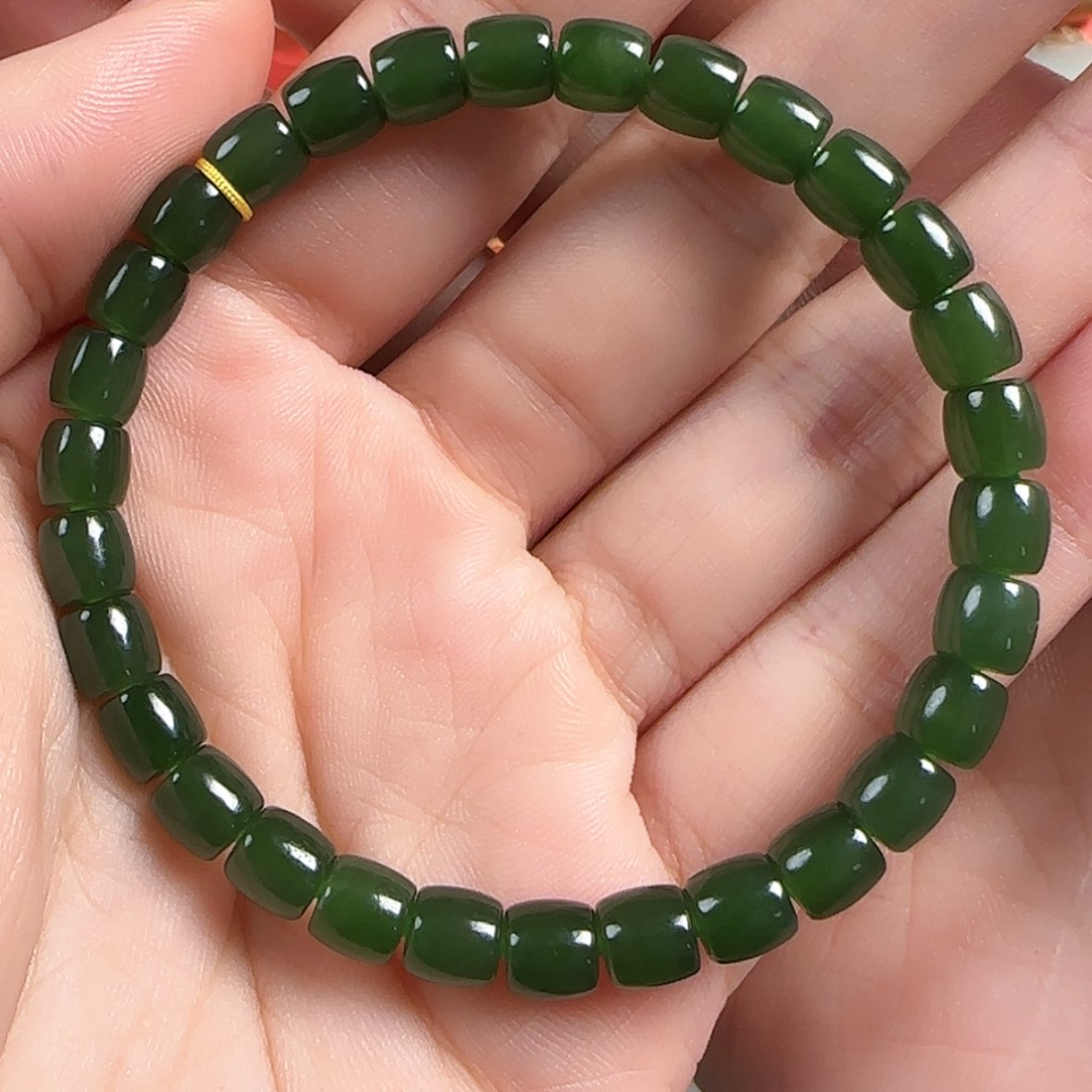 【闪购商品】和田玉俄罗斯碧玉手串未镶嵌天**源