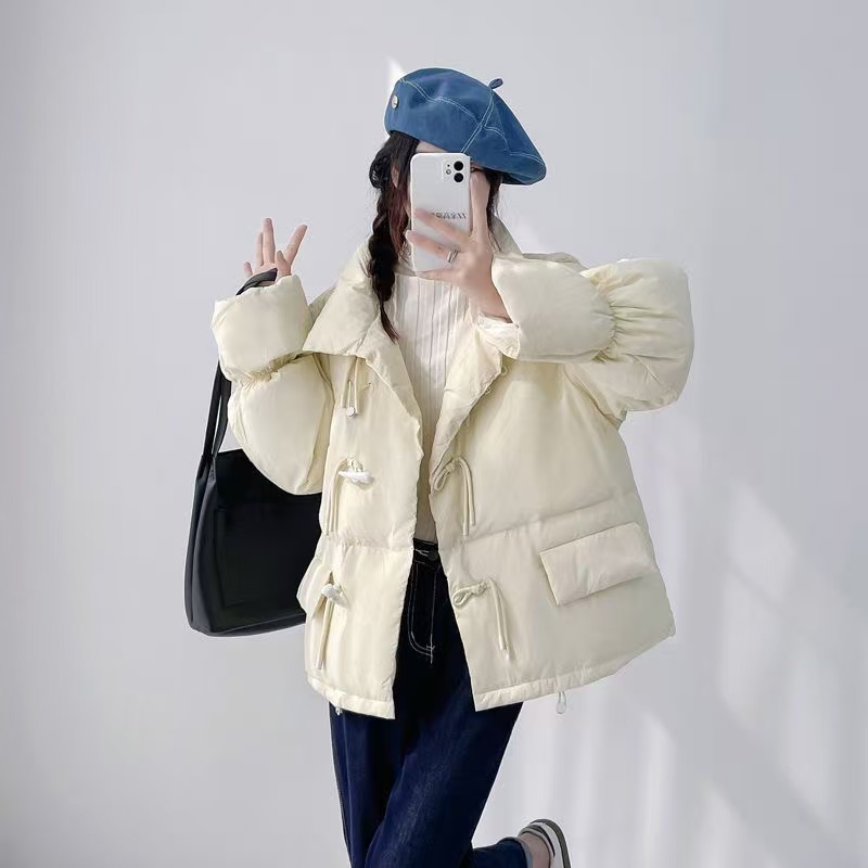 101-200女装棉服连帽宽松潮流加绒加厚假两件黑色保暖韩版冬季