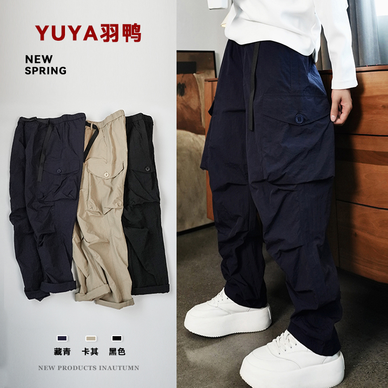 多口袋直筒休闲裤男士款秋季工装裤子新款百搭春秋青少年长裤子