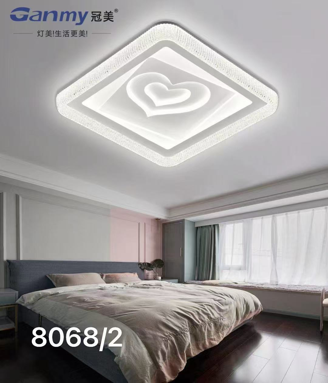 中山简约房间卧室灯卧室吸顶灯新款语音轻奢圆形冰晶太阳花亚克力