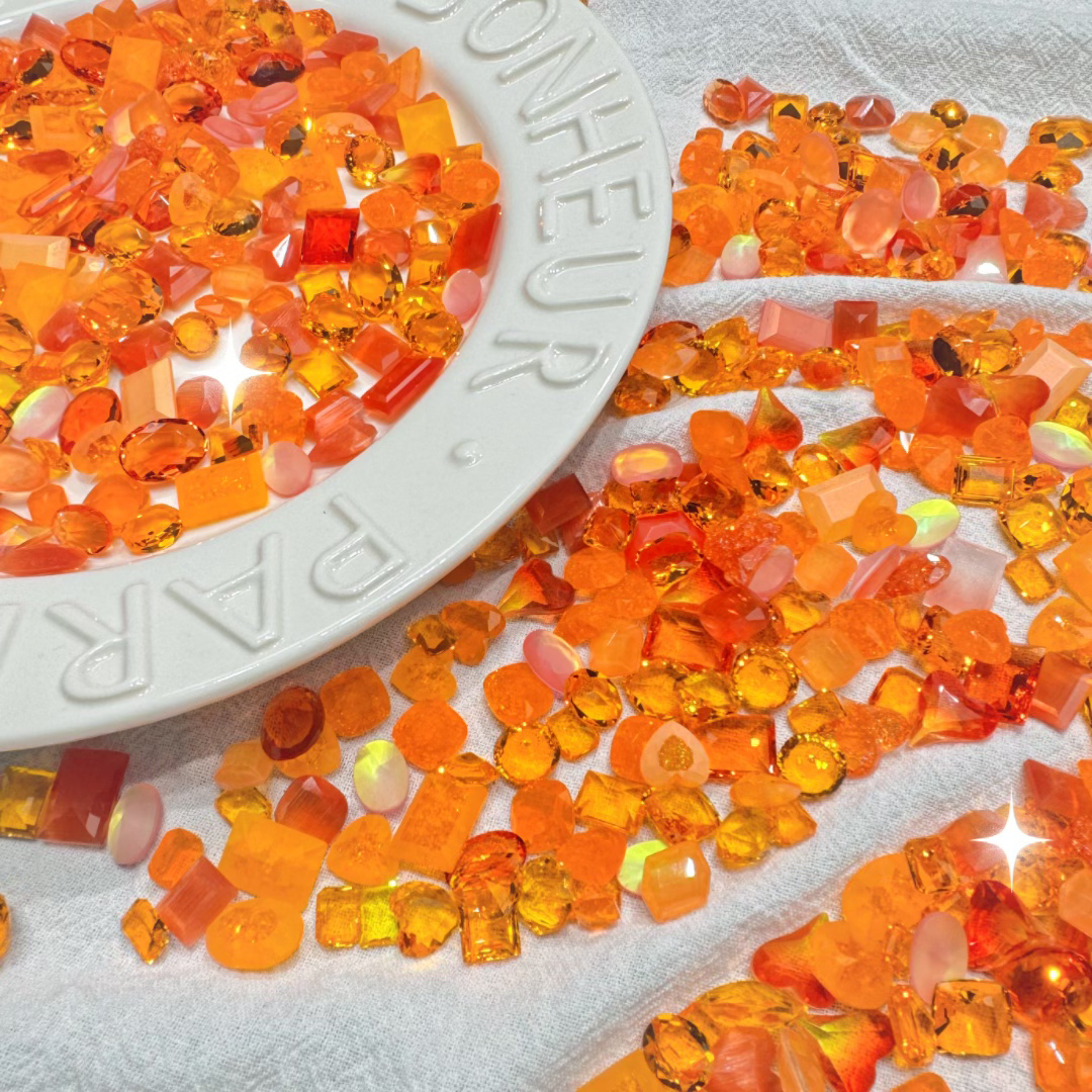【珠宝切版本】大橘大利 超闪 纯梧州料人造玻璃水晶 diy美甲钻混