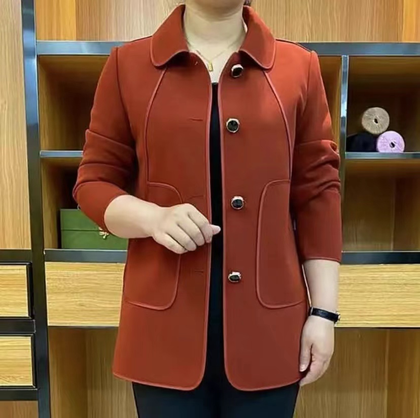  春季新款时尚休闲气质显瘦风衣中老年宽松大码纯色女士外套02