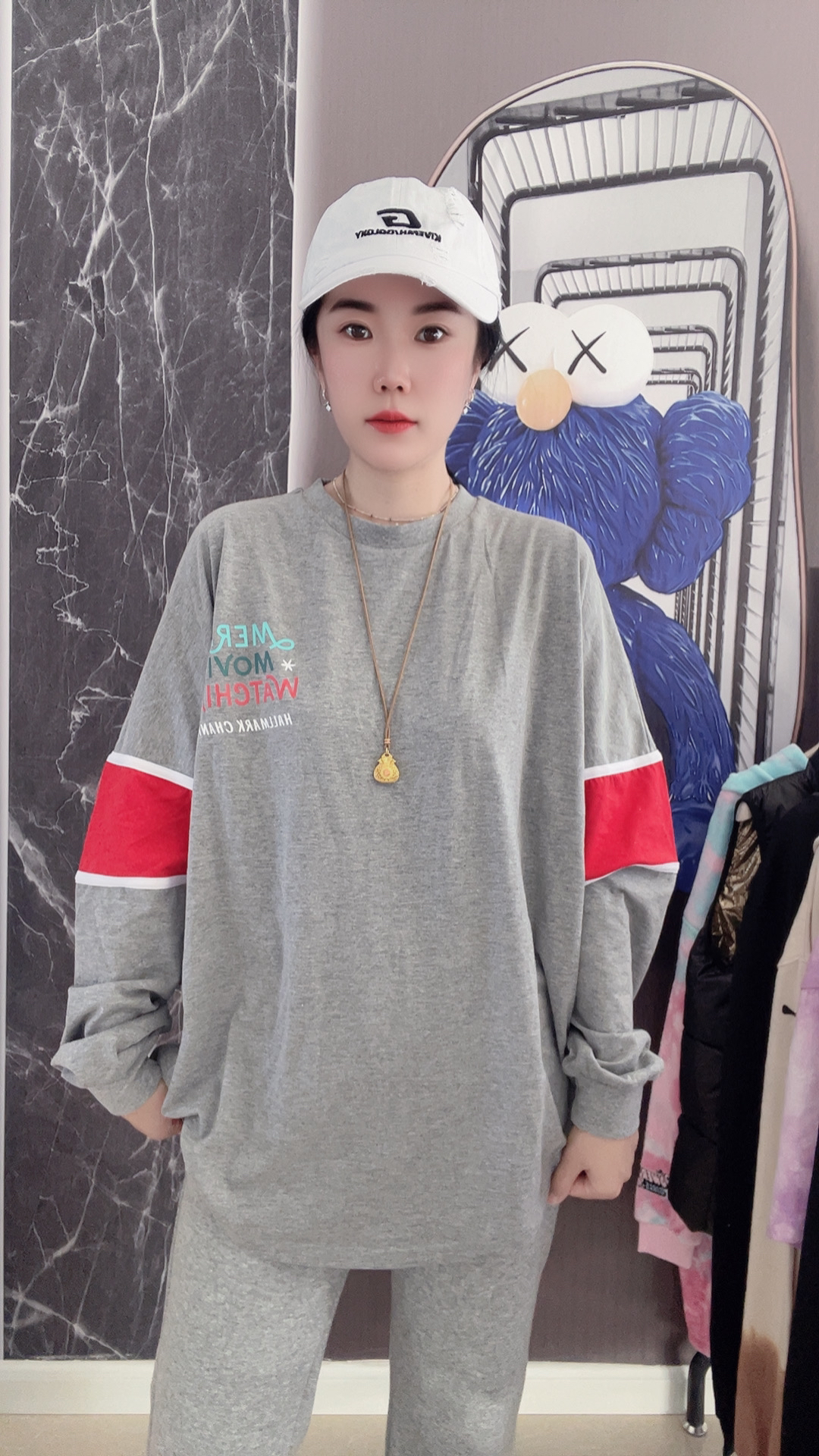 外贸男女同款灰色高品质棒球服长袖休闲