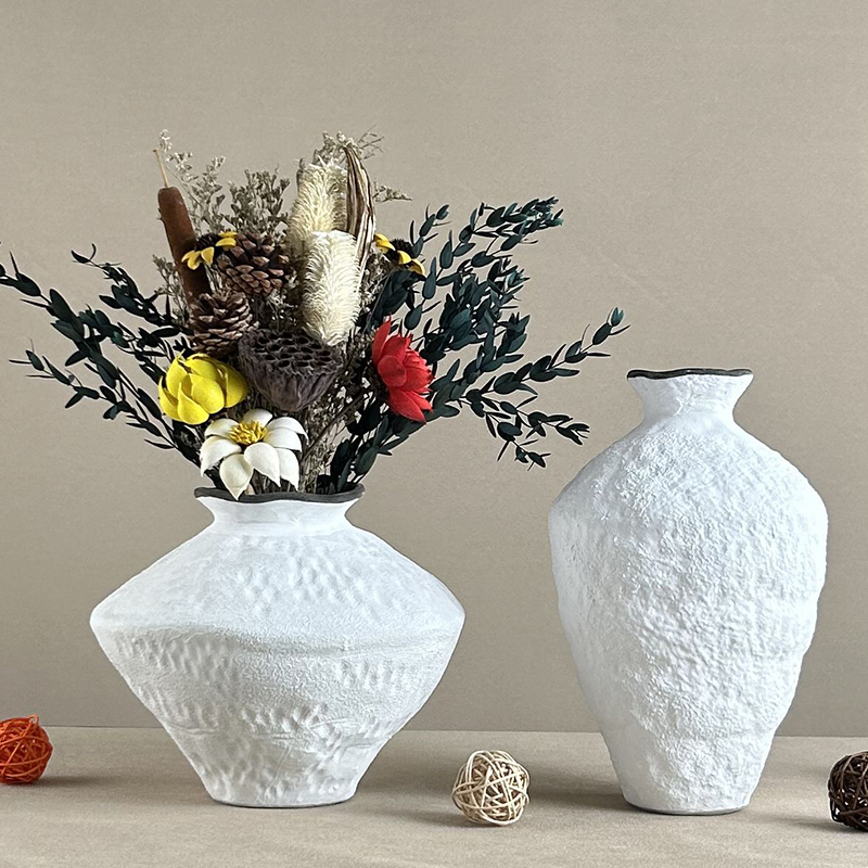 日式侘寂风仿古做旧手工粗陶陶罐复古中式禅意民宿插干花陶瓷花瓶