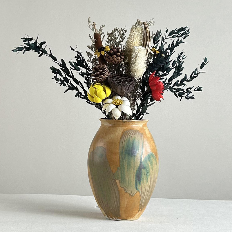 景德镇时尚现代简约陶瓷花器油画风陶瓷花瓶家居装饰品花瓶摆件