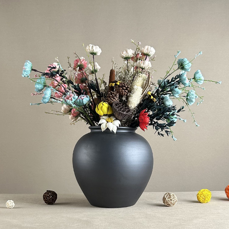 新中式陶瓷花瓶陶罐台面居家茶室酒店餐厅摆件软装饰工艺品复古