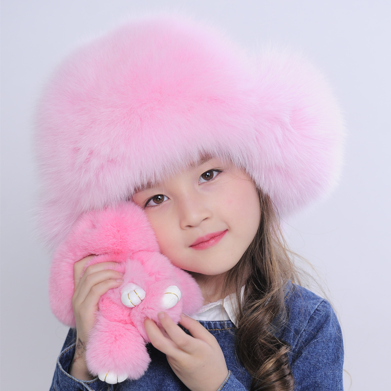 晨瑶儿童皮草保暖帽女童雷锋帽宝宝可爱护耳保暖男童狐狸毛冬季