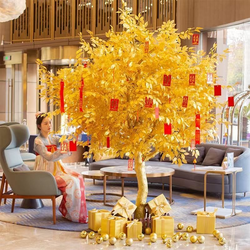 仿真金榕树许愿树摇钱树大型假树发财树新年红包树商场酒店装饰树