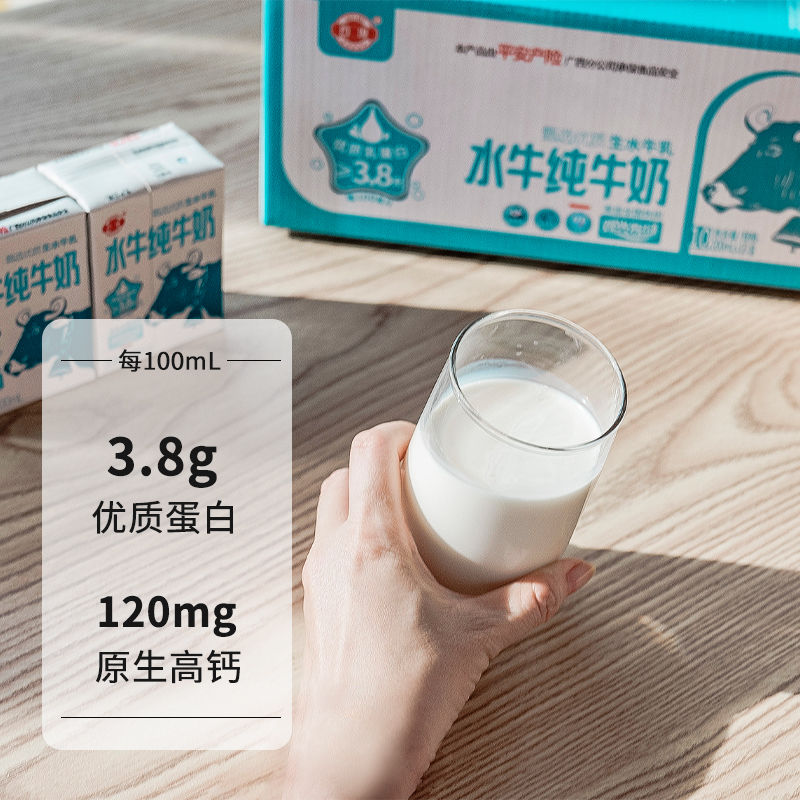 广西石埠水牛奶整箱200ml*10盒儿童学生牛奶孕妇纯牛奶营养早餐奶