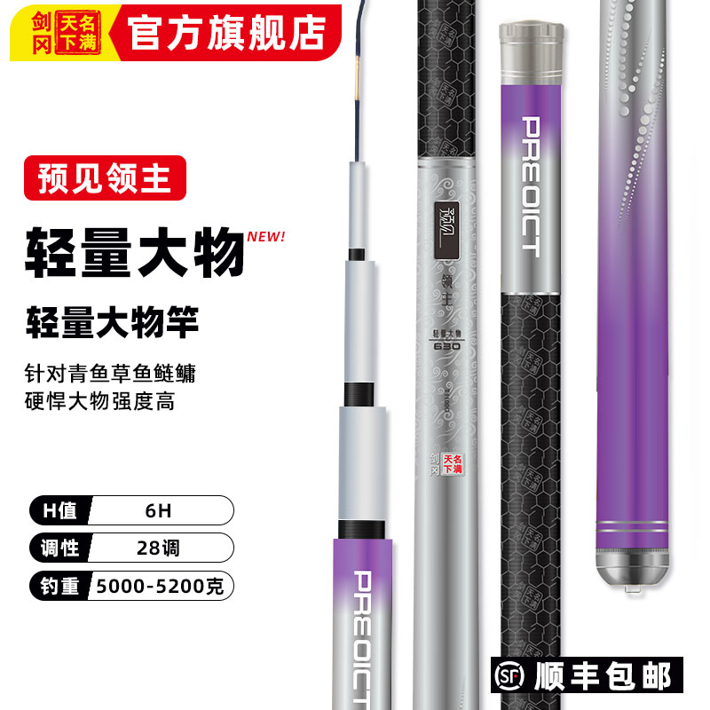 剑冈名满天下预见领主轻量大物超轻硬碳素鲢鳙青鱼鲤鱼草鱼竿鱼竿