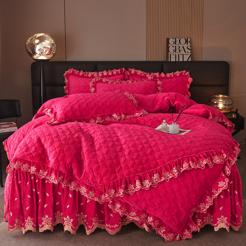 新款宝宝绒欧式床裙款四件套（宝利格）