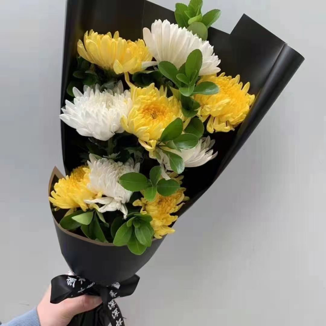 【人工鲜采】新鲜黄白菊花鲜切枝水培基地批发精致包装清明团购