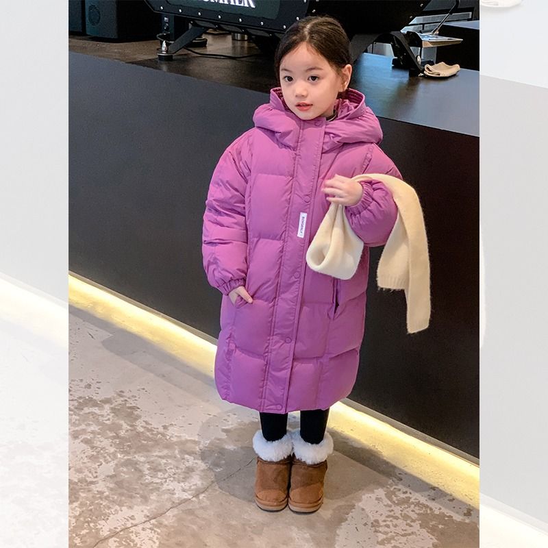 女童2023新款棉衣棉服中长款洋气棉衣加厚连帽冬装外套过膝棉袄潮
