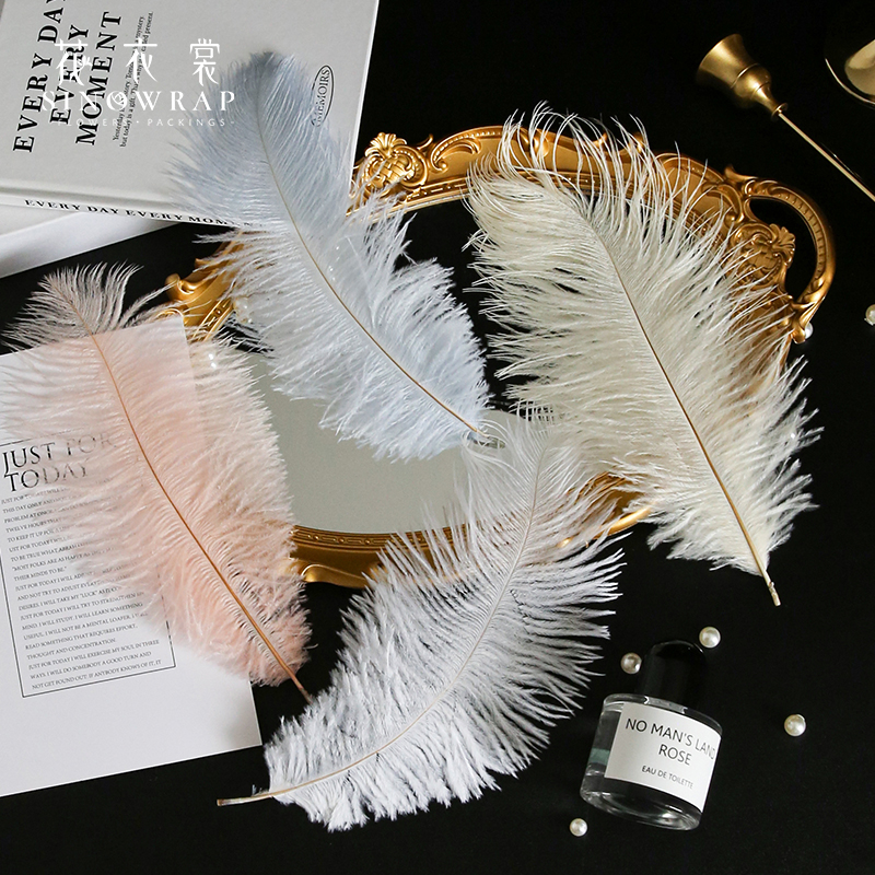 花衣裳 羽毛南非鸵鸟毛装饰插花羽毛花束搭配花盒DIY配件羽绒毛