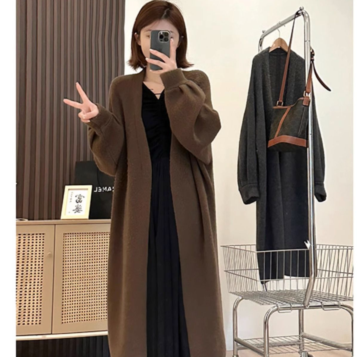 慵懒风毛衣外套女春秋季2025年新款爆款高级感中长款韩系针织开衫